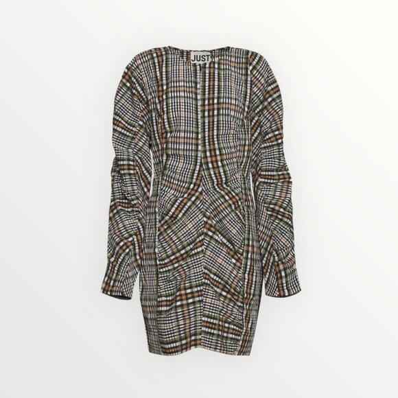 JUST Female Ethel Dress in Clover Check - Picture 3 of 9